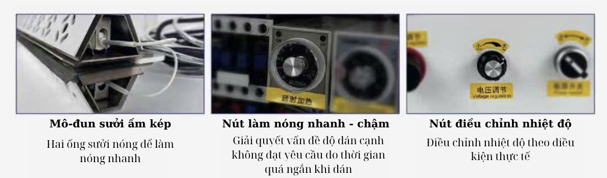 Kỹ thuật viên Phi Thiên Phát lắp module làm mềm chỉ vào máy dán cạnh